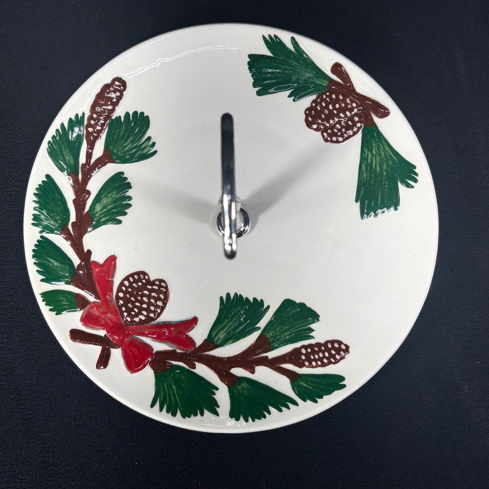 Vtg Handmade Signed Candy / Serving Dish Center‎ Handle Embossed Pinecone Design - Picture 5 of 8